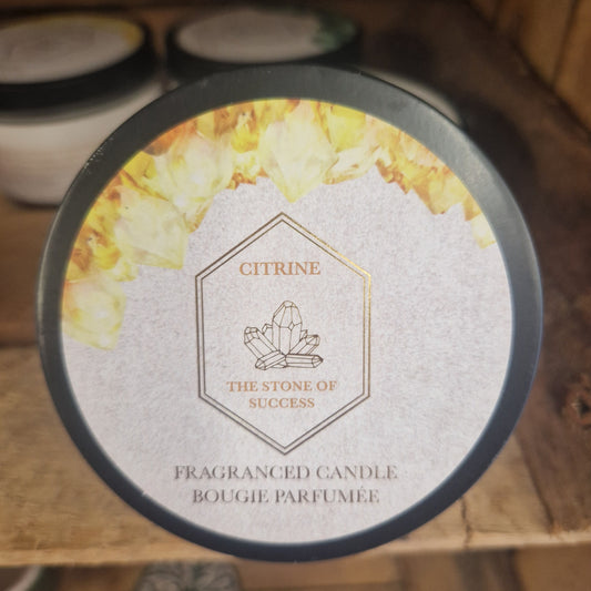 Citrine crystal candle tin